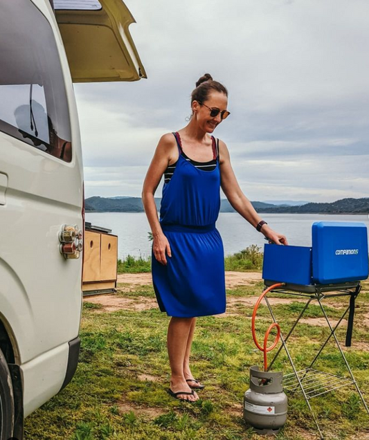 An RV with magnetic spice jars attached to it